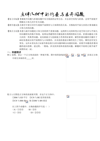 2010届高三数学二轮复习学案：立体几何中的折叠与展开问题