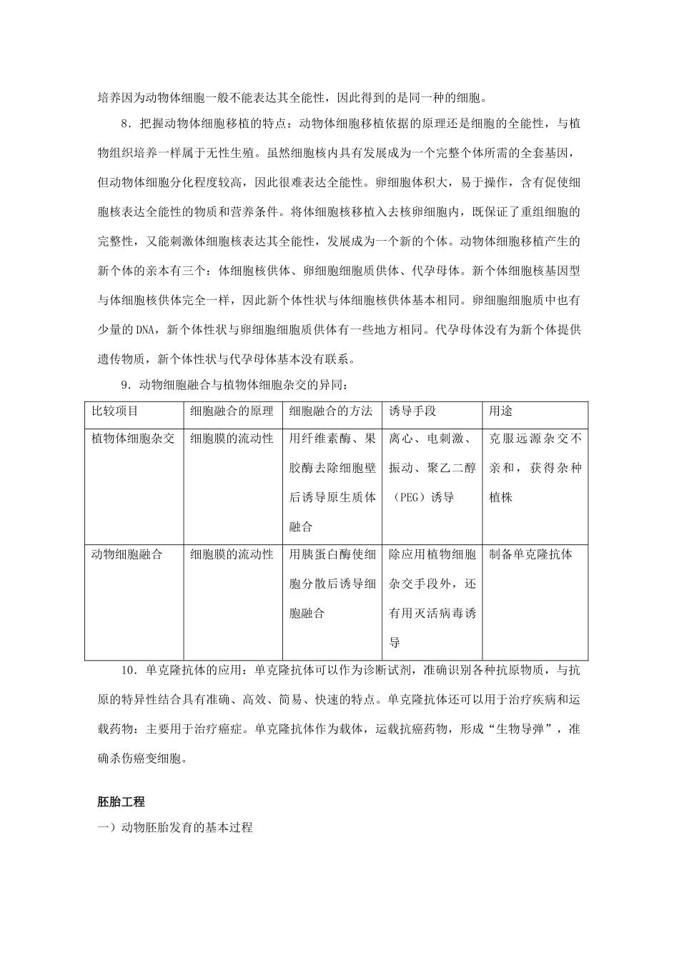 2010届高三生物专题复习教案：细胞工程及胚胎工程_第3页