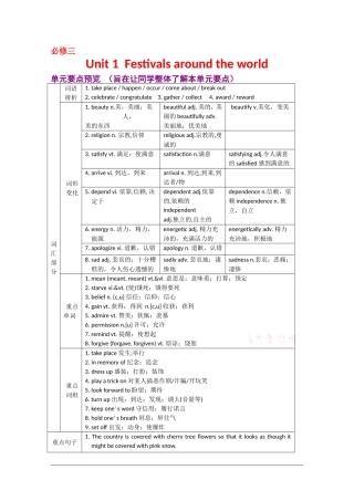 2010年高三英语高考一轮复习学案：Unit 1  Festivals around the world《新人教版必修3》
