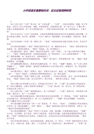 2025年小升初语文重要知识点近义近音词辨析四