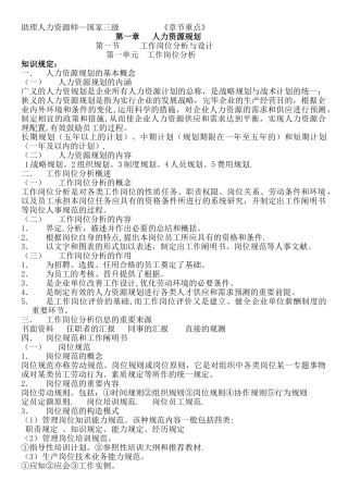 2025年助理人力资源管理师三级考试重点