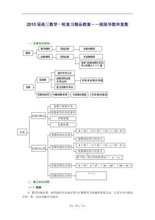 2010届高三数学一轮复习精品教案――极限导数和复数