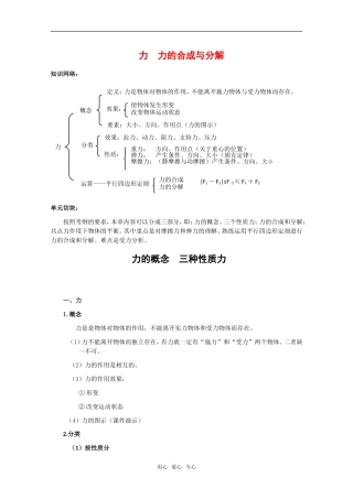 2010届高三物理一轮复习《力、力的合成与分解》教案（旧人教版）