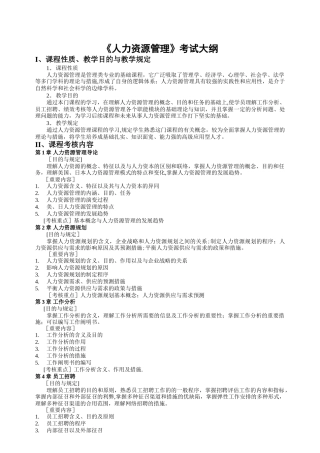 2025年人力资源管理考试大纲