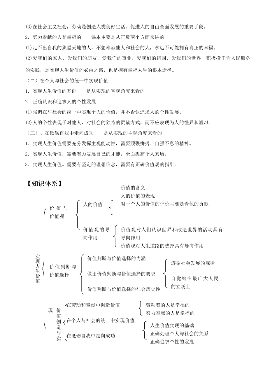 2010届高三政治一轮复习《生活与哲学》教学案一体化第十二课   实现人生的价值_第3页