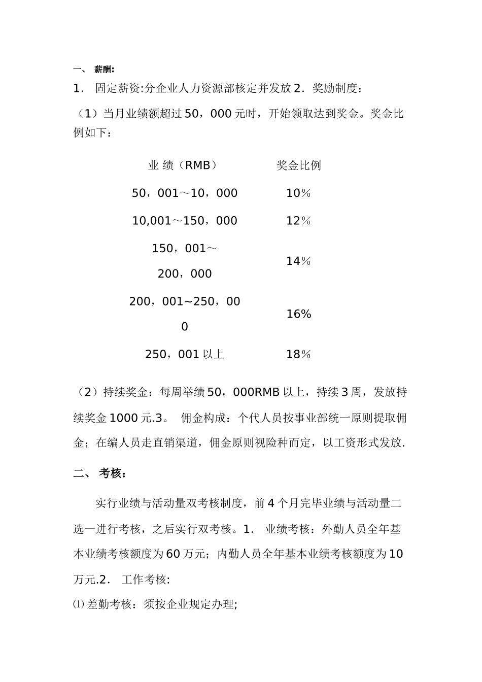 2025年保险公司业务员考核制度_第1页