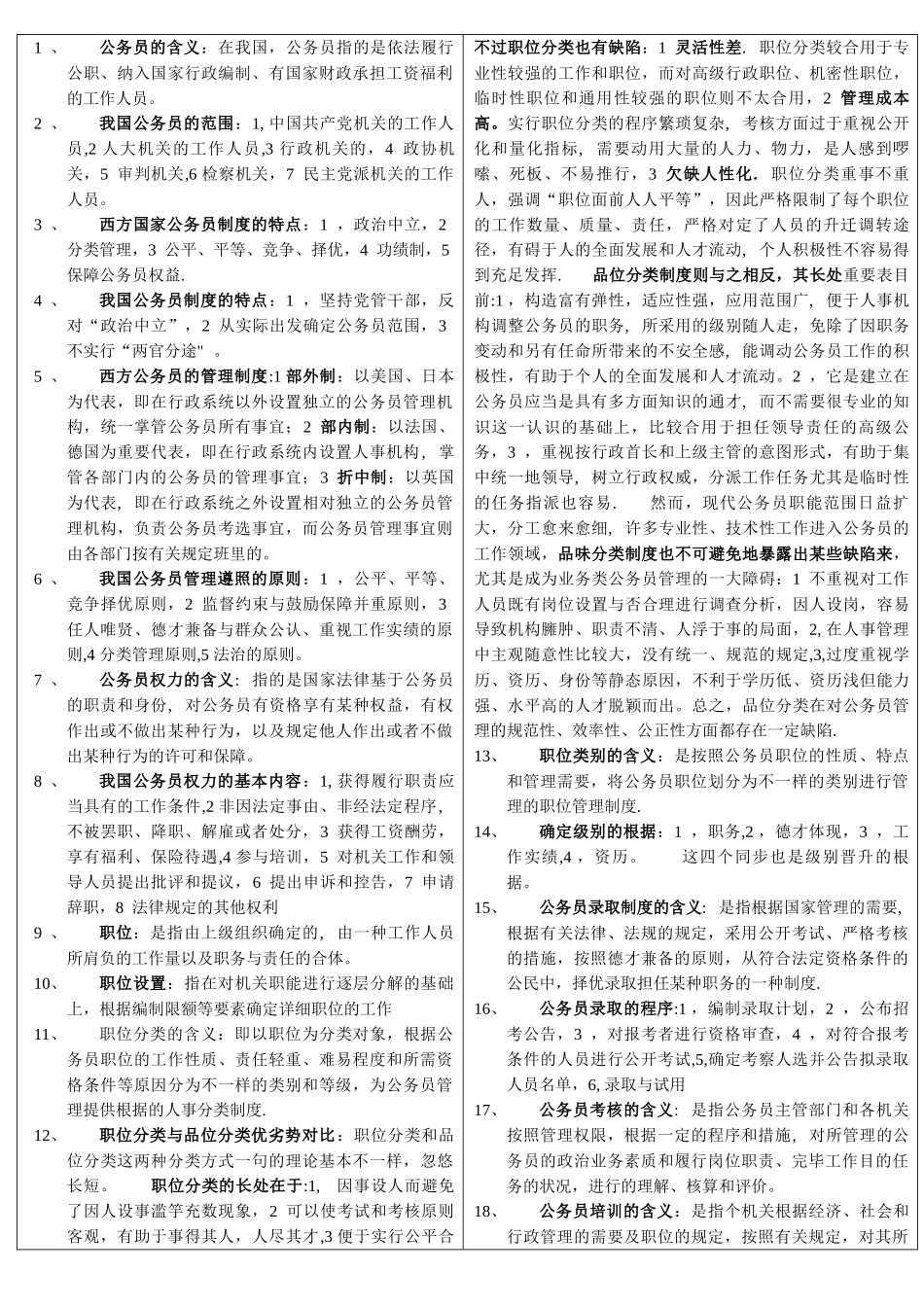 2025年人事管理公务员制度自考复习资料打印版_第1页