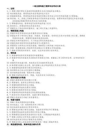 2025年一级注册结构工程师专业考试大纲及分值比重