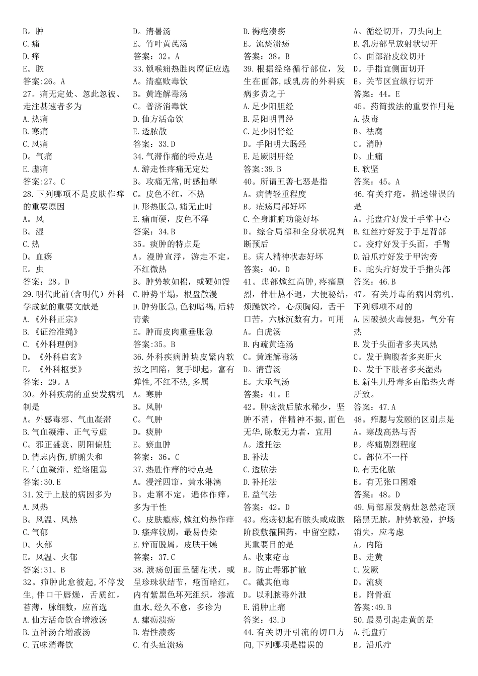 2025年中医执业医师考试中医外科题库_第2页
