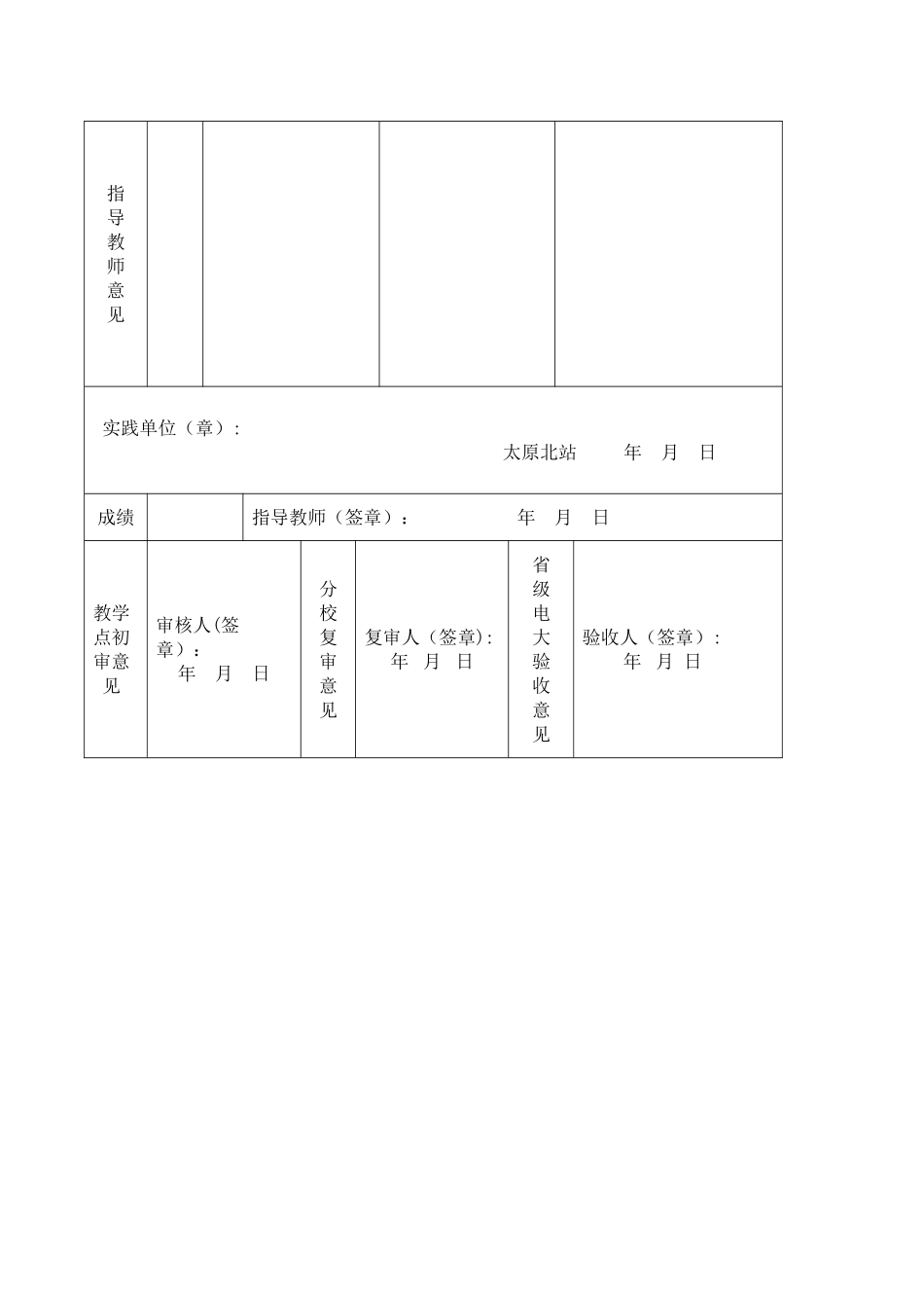 2025年中央广播电视大学社会实践考核表空白表格_第2页