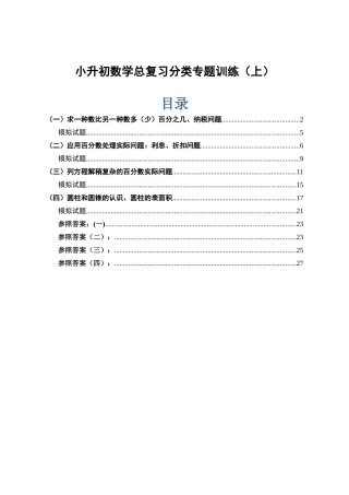 2025年小升初数学总复习分类专项训练