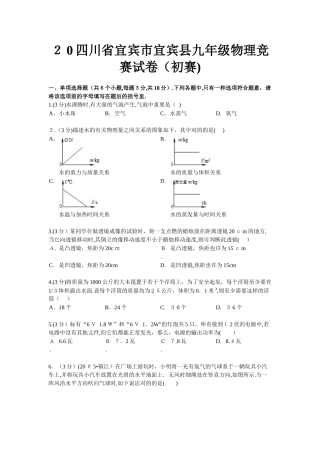 2025年四川省九年级物理竞赛试卷附答案