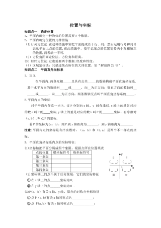 2025年位置与坐标知识点总结与题型归纳