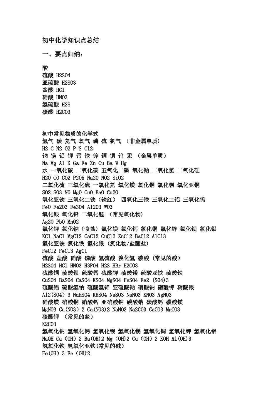2025年初中化学知识点总结_第1页