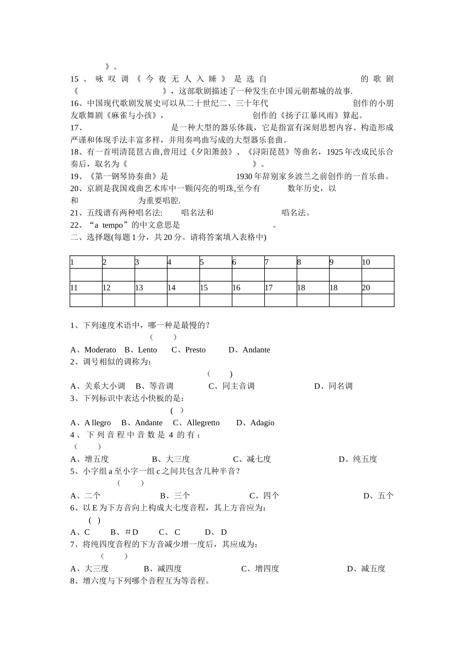 2025年初中音乐教师招聘考试试题_第2页