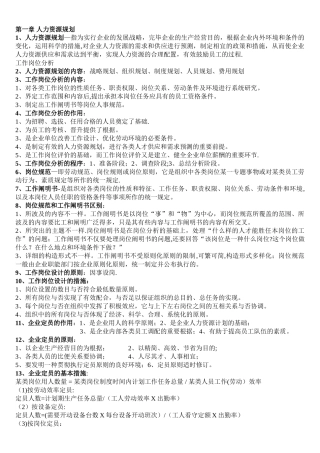 2025年助理人力资源管理师各章重点汇总