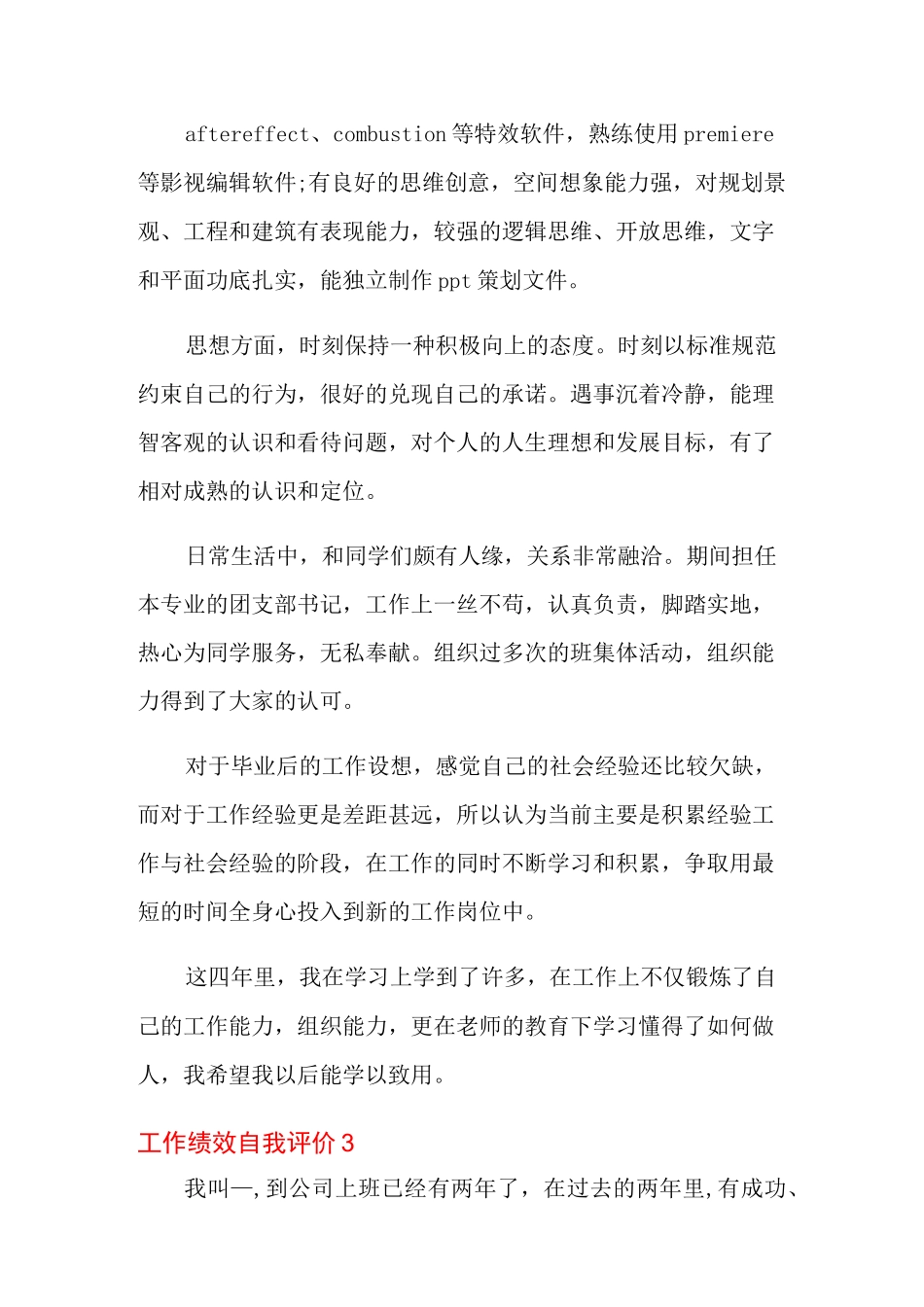 工作绩效自我评价_第3页