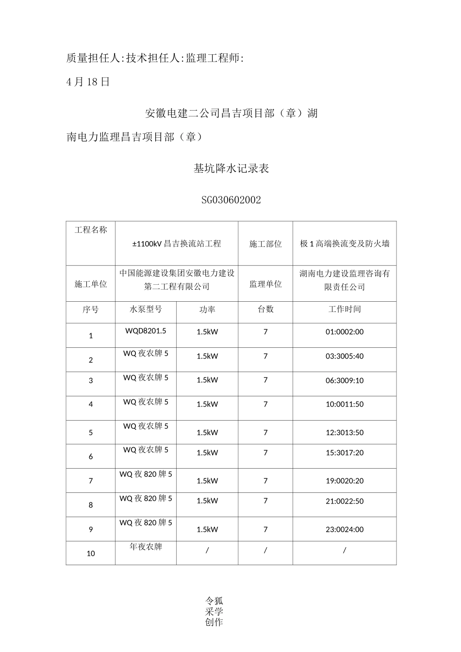 基坑降水记录表_第2页