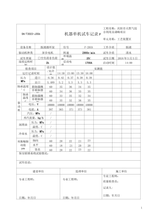 3503-J306机器单机试车记录