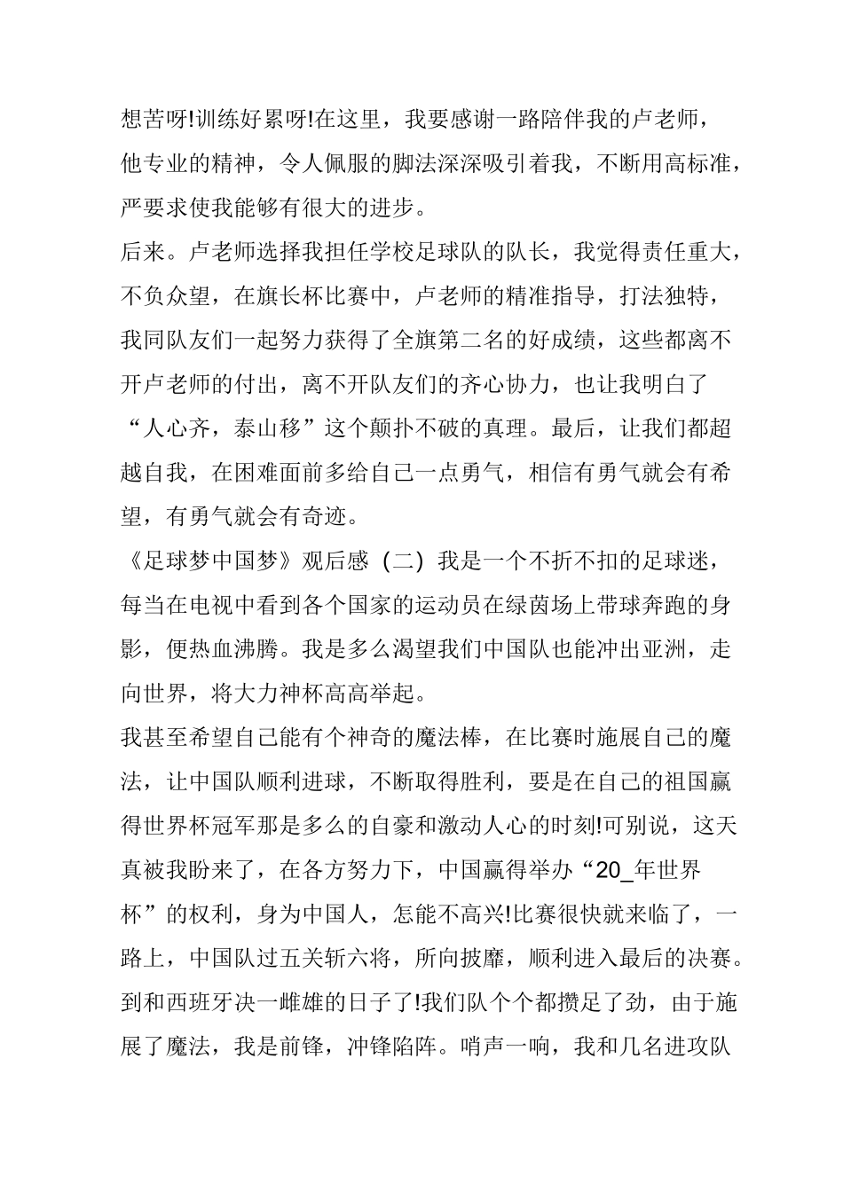 《足球梦中国梦》观后感600字范文5篇_第2页