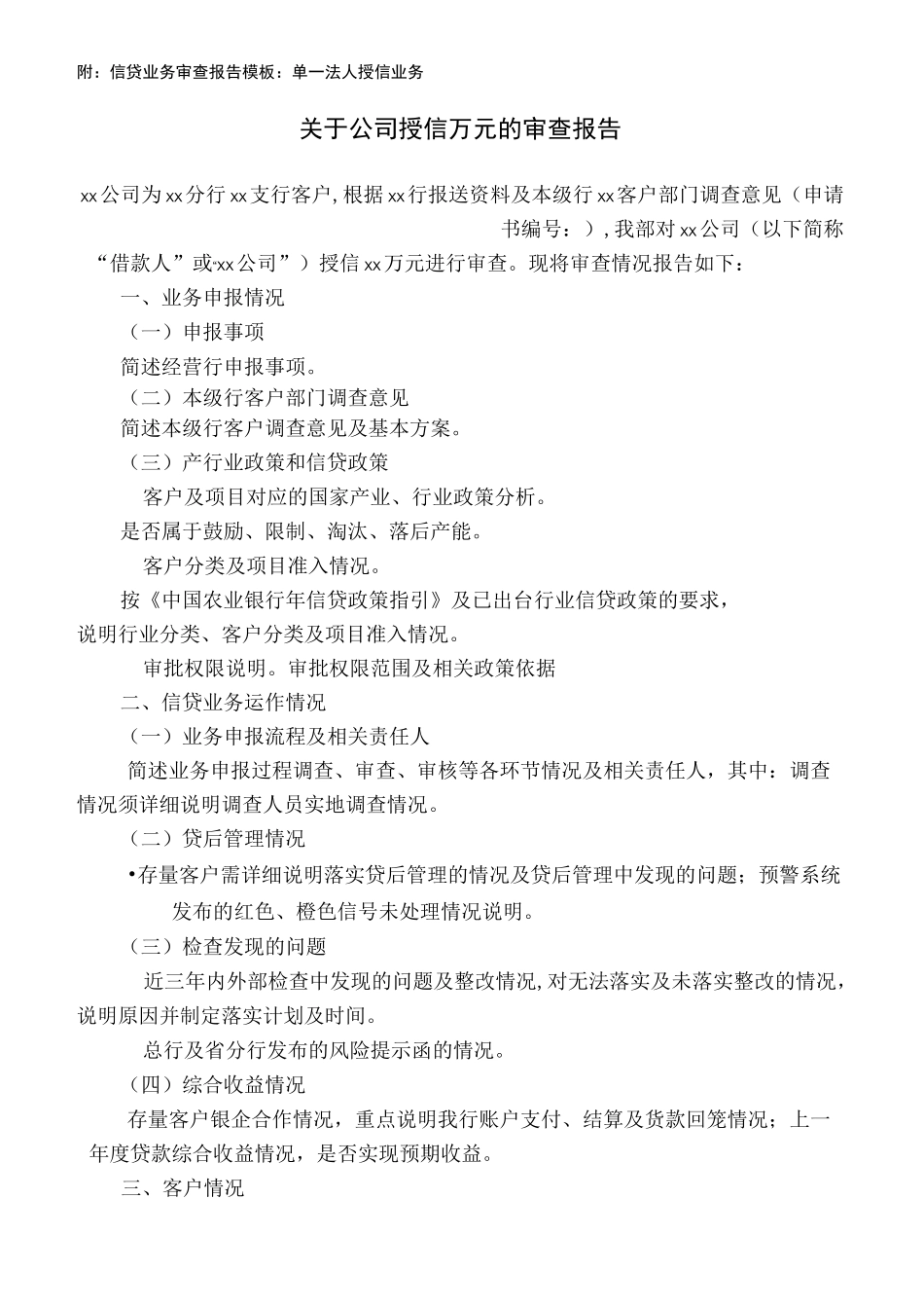 审查报告模板--授信_第1页