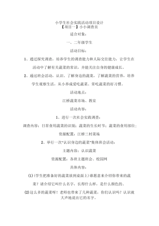 小学生社会实践活动项目设计