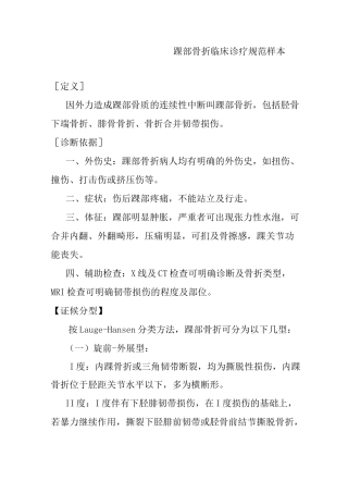 踝部骨折临床诊疗规范样本