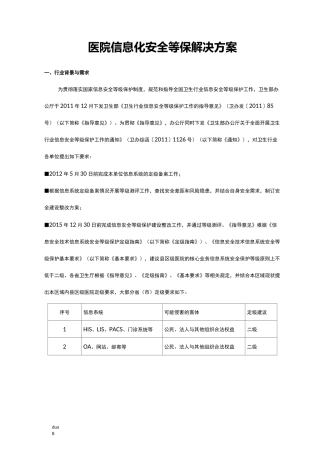 医院信息化安全等保解决方案(二级)1
