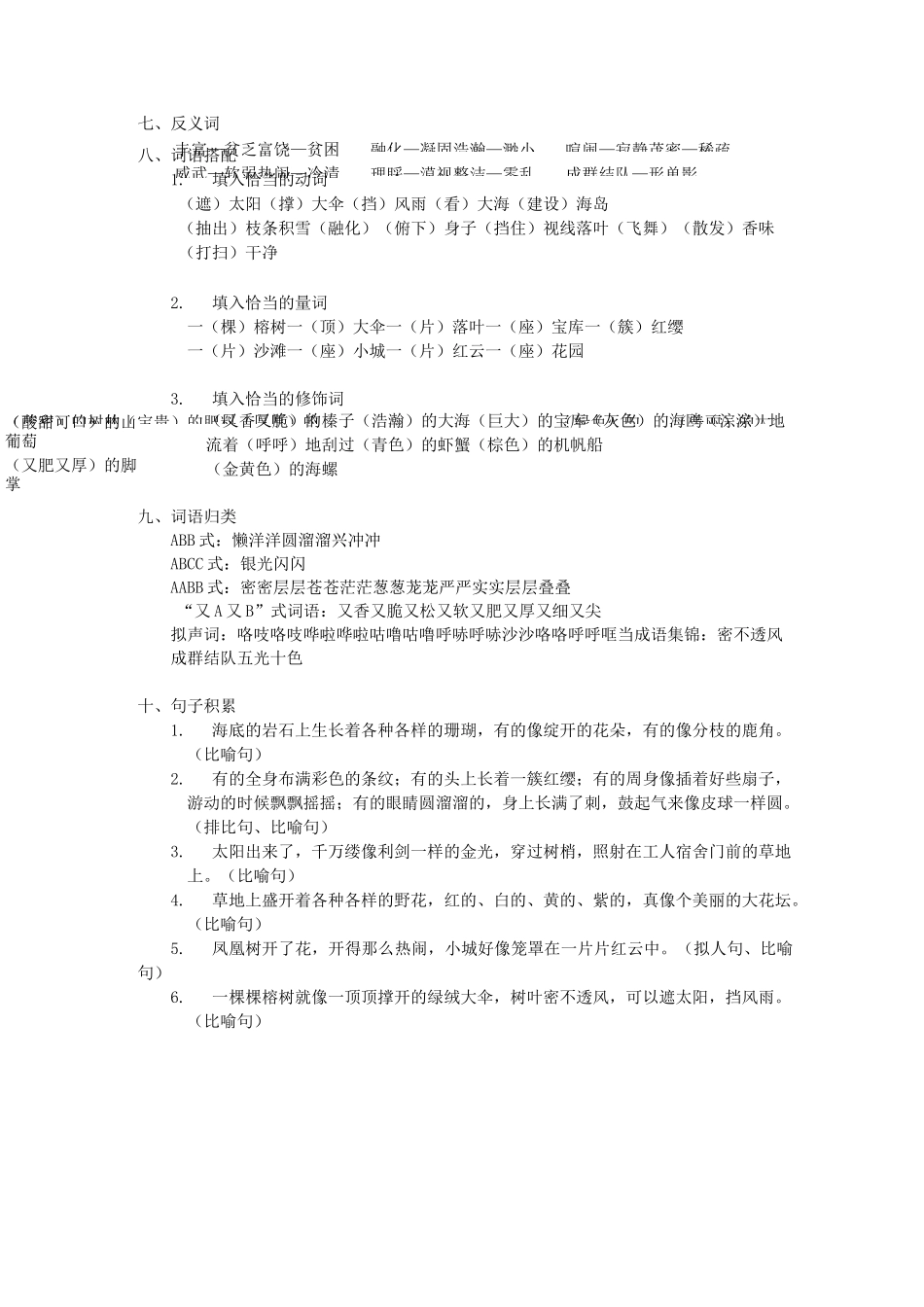 新人教版部编本三年级上册语文第6单元知识复习 资料_第3页