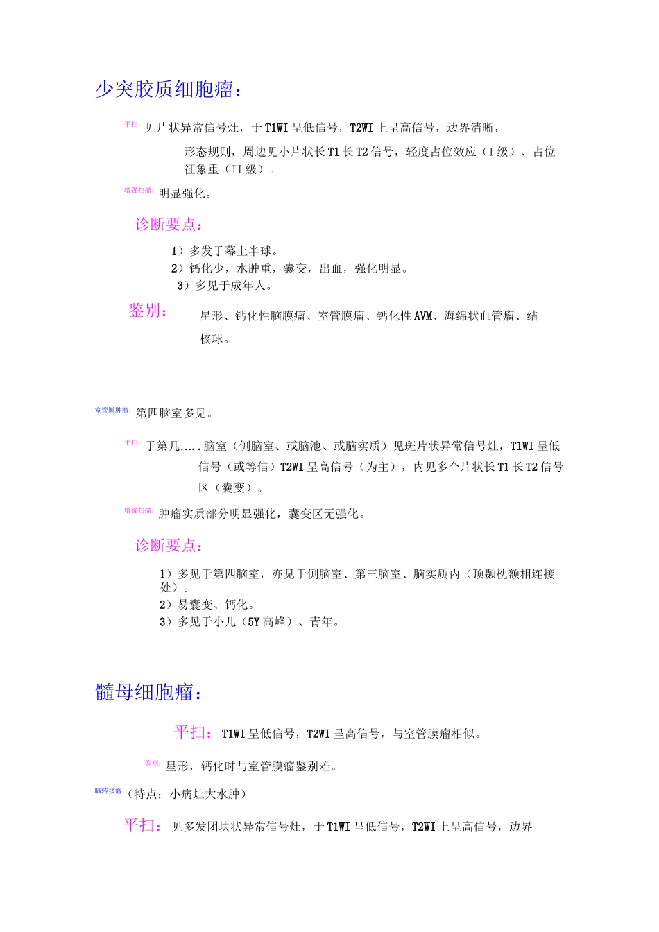 颅脑各病变MRI表现及诊断描述_第2页