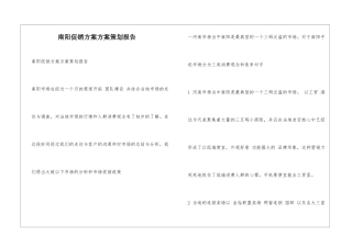 南阳促销方案方案策划报告