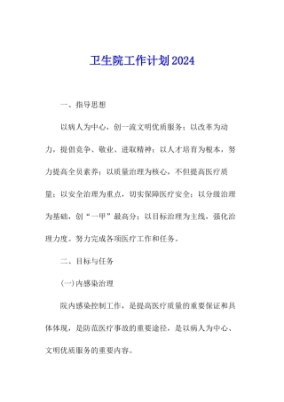 卫生院工作计划2024