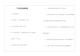 厂内常见违章表现