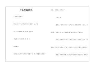 厂长岗位说明书--