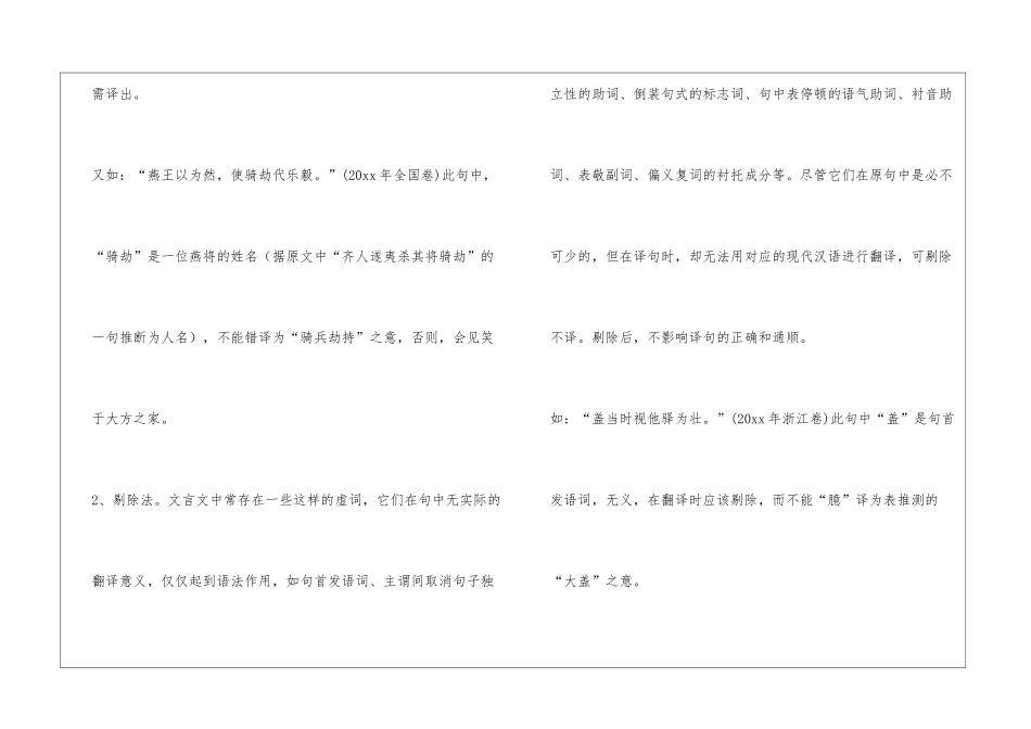 压题文言文翻译方法总结_第2页