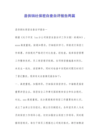 县供销社保密自查自评报告两篇-