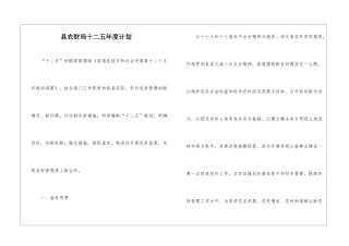 县农财局十二五年度计划