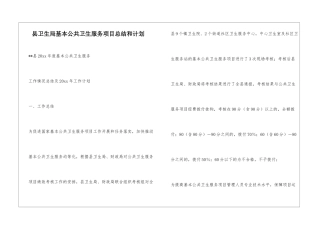 县卫生局基本公共卫生服务项目总结和计划