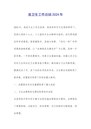 县卫生工作总结2024年-