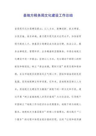 县地方税务局文化建设工作总结-