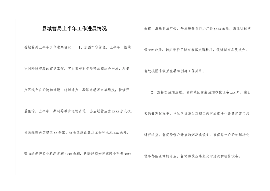县城管局上半年工作进展情况_第1页
