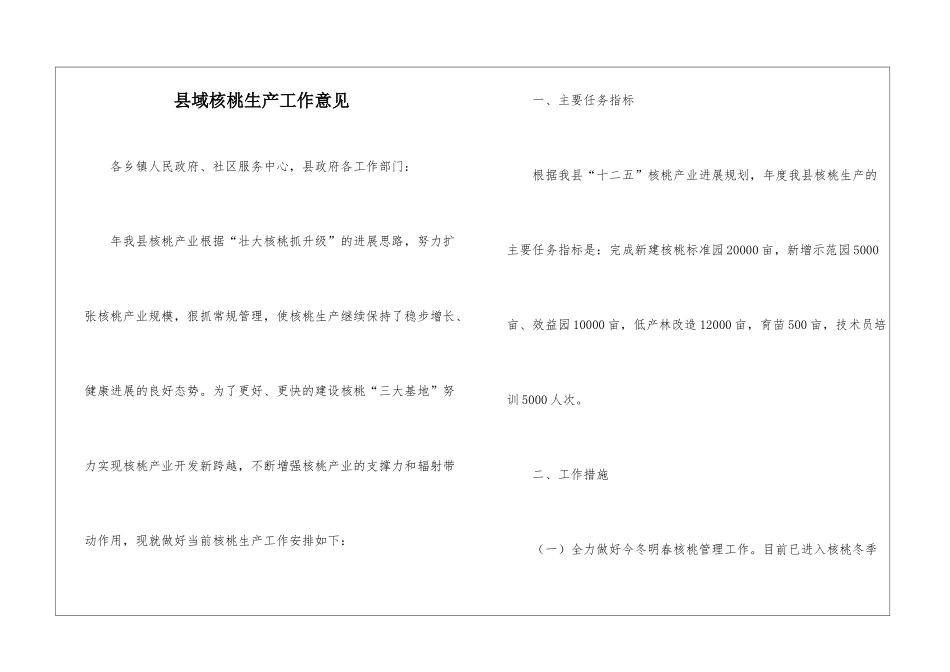 县域核桃生产工作意见_第1页
