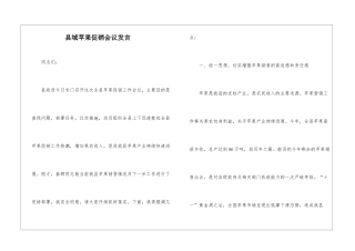 县域苹果促销会议发言