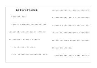 县安全生产检查大会发言稿