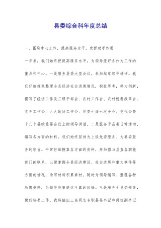 县委综合科年度总结--