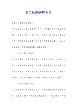 县工业发展调研报告-