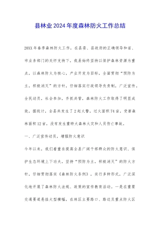 县林业2024年度森林防火工作总结-