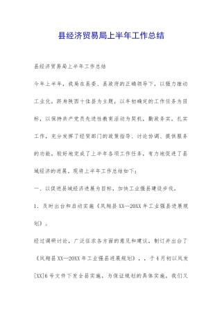 县经济贸易局上半年工作总结-