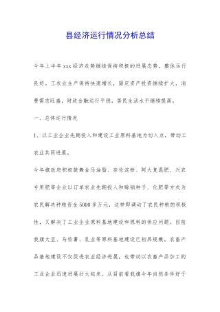 县经济运行情况分析总结-