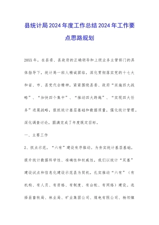 县统计局2024年度工作总结2024年工作要点思路规划-